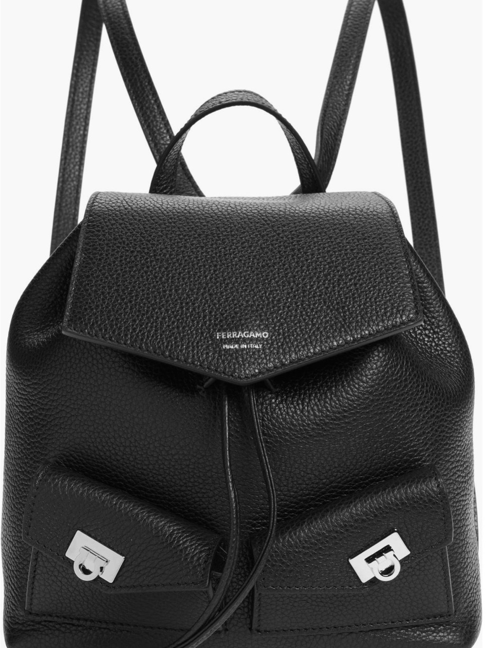 Salvatore Ferragamo Black Pebbled Leather Mini Backpack